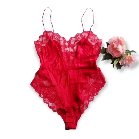 ADAGIO by Patricia Fieldwalker Vintage 80s Silk Lace Linegrie Teddy Bodysuit M - Picture 8 of 16